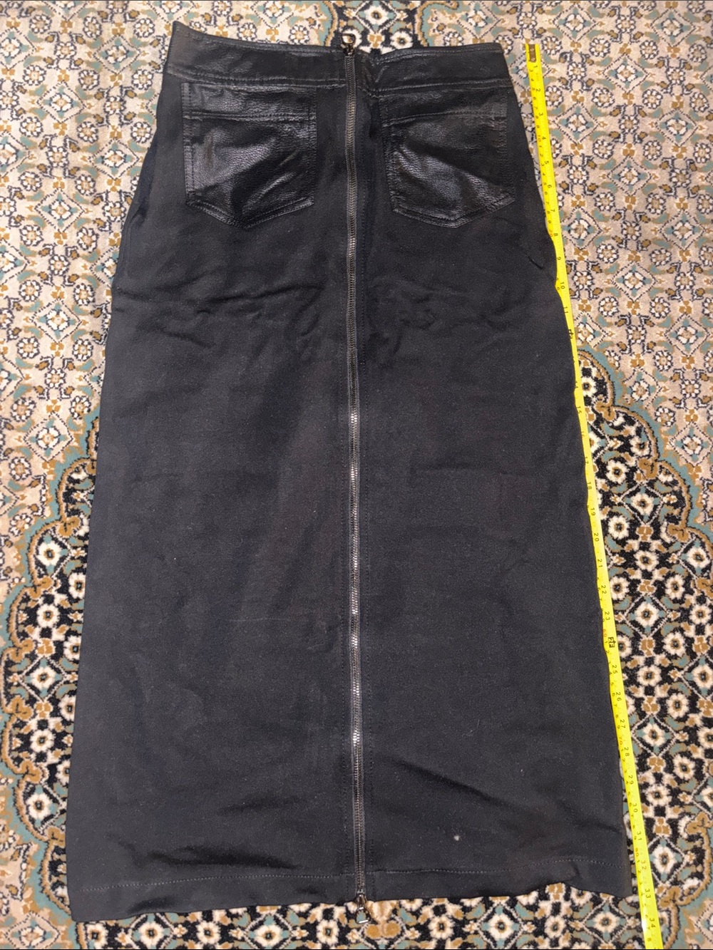 Guess Black High-Waist Midi Skirt with double ended Front Zip